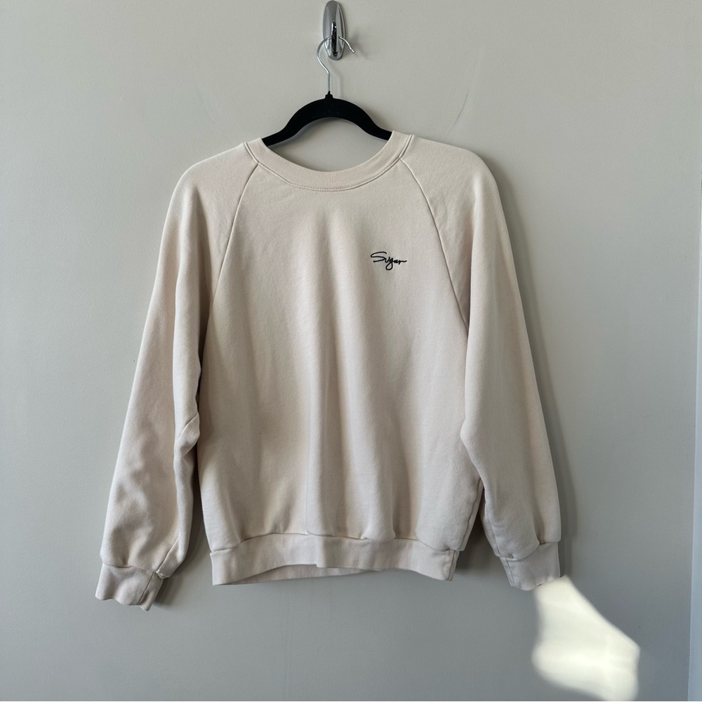 Oak & Fort-Comfy “Sugar” Crew Neck Sweatshirt- Neutral Cream (Size:Large)